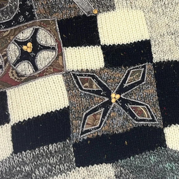 Vintage 90s Mariea Kim embroidered wool blend sweater grey women’s size M medium - Picture 4 of 9